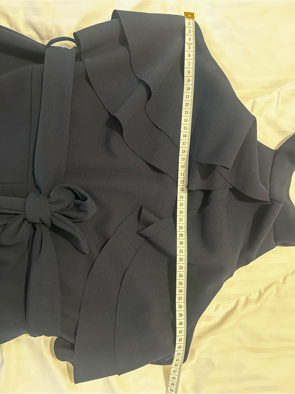 Navy Ruffled Halter Jumpsuit - Picture 3 of 5